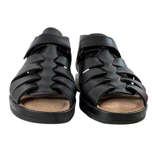 ECCO Leather Fisherman Sandals Black Comfort Walking Shoes Women’s 39 (8-8.5) - Picture 3 of 11